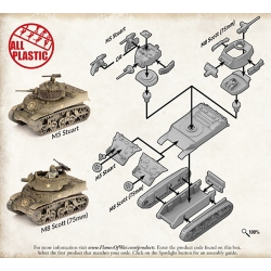 U.S. M5 Stuart or Scott SP Gun Sprue 15mm WWII BATTLEFRONT FLAMES OF WAR