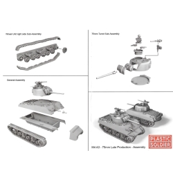 US Sherman M4A3 (Late) 75/76/105mm Tank Sprue 15mm WWII PLASTIC SOLDIER COMPANY