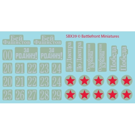 SOVIET DECALS 6 Decals sheet 15mm WWII BATTLEFRONT FLAMES OF WAR