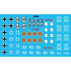 GERMAN DIVISION MARKINGS Decals sheet 15mm WWII BATTLEFRONT FLAMES OF WAR