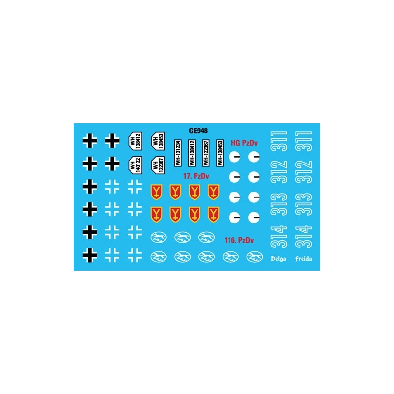 GERMAN DIVISION MARKINGS Decals sheet 15mm WWII BATTLEFRONT FLAMES OF WAR