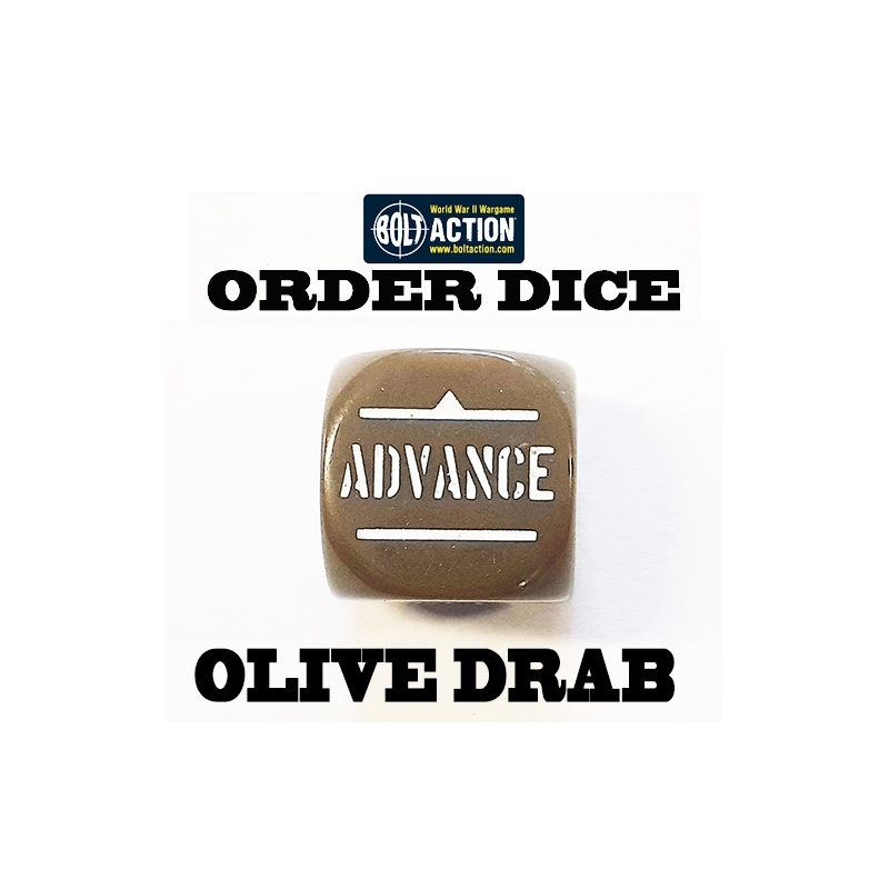 OLIVE DRAB ORDER DICE SINGLE BOLT ACTION (1) WWII WARLORD GAMES