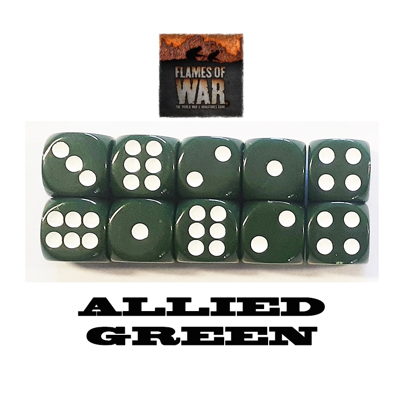 ALLIED GREEN DICE  (10) WWII FLAMES OF WAR