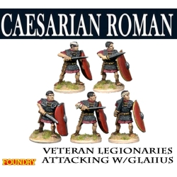 Caesarian Roman Veteran Legionaries Advancing w/Gladius (5) 28mm Ancients FOUNDRY