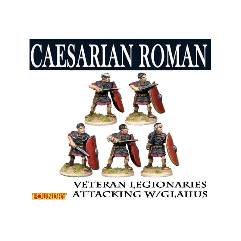 Caesarian Roman Veteran Legionaries Advancing w/Gladius (5) 28mm Ancients FOUNDRY