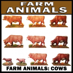 Farm Animals - Cows - Cattle (Livestock) 28mm Wargaming FRONTLINE GAMES