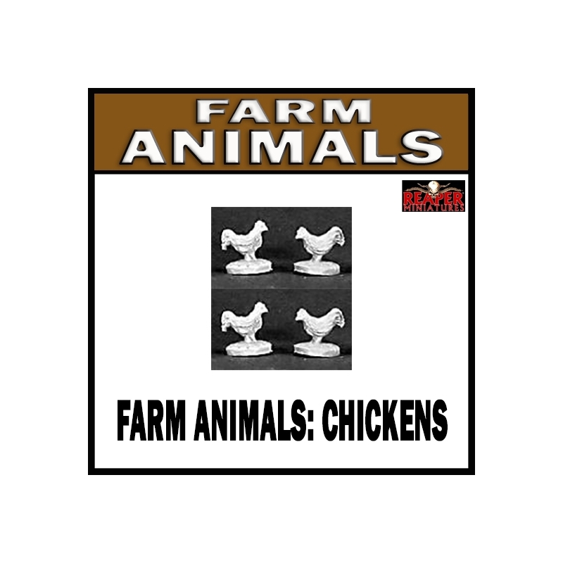 Farm Animals - Chickens (4) 28mm Wargaming REAPER MINIATURES