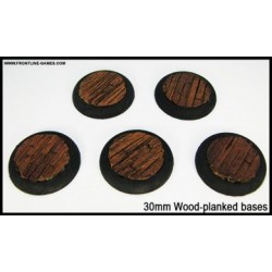 BATTLE E-FECTS! 30mm Round Scenic Bases - Wooden Planked - 5