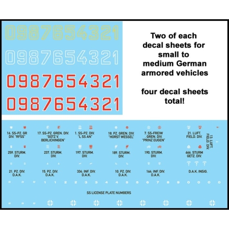 28mm WWII German Panzer Div. Insignia Decals Smaller- Medium Vehicles