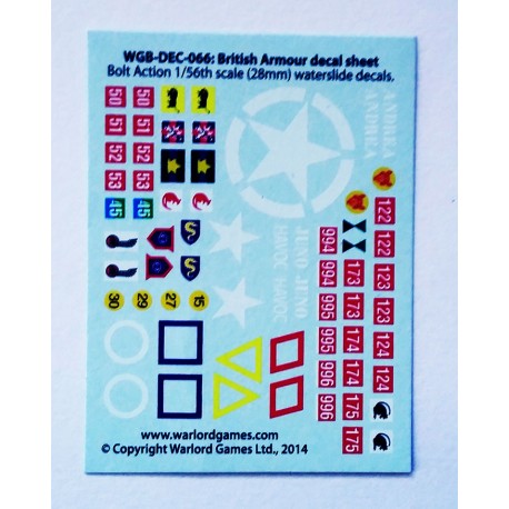 28mm WWII British Armor decals sheet WARLORD