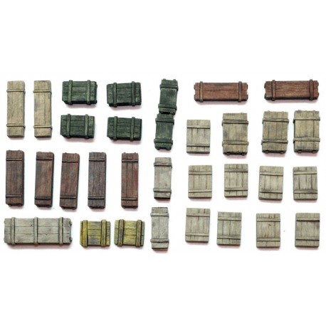 Crates set 1 28mm W.W.II TANK ACCESSORIES - VEHICLE STOWAGE VALUE GEAR