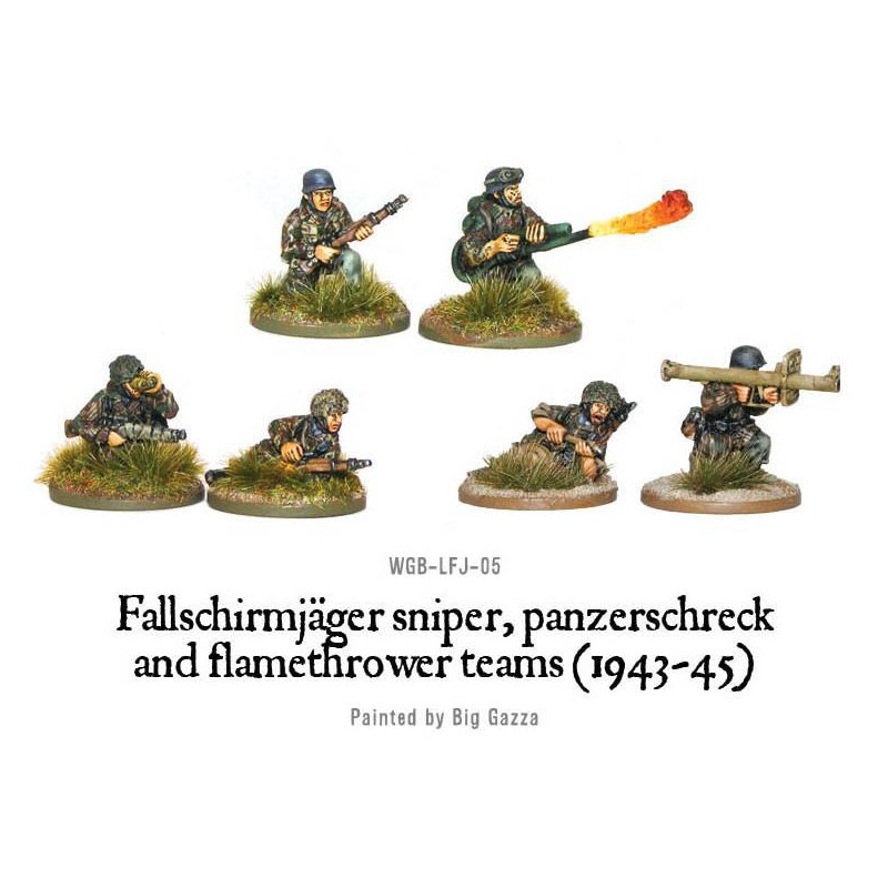 German Fallschirmjager sniper, panzerschreck and flamethrower teams ...