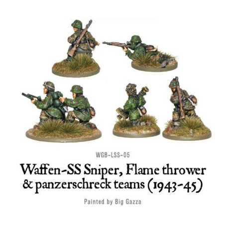 German Waffen SS Sniper, Flamethrower and Panzerschreck teams  (1943-45) 28mm WWII WARLORD GAMES