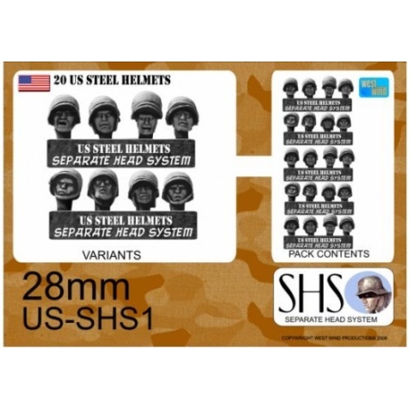 American U.S. Heads in Steel Helmets 28mm WWII WEST WIND