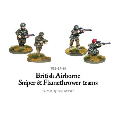 British Airborne Flamethrower and sniper teams 28mm WWII WARLORD GAMES ...