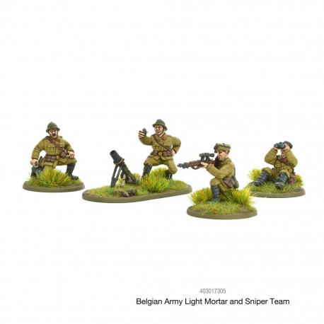 Belgian Army light mortar & sniper teams 28mm WWII WARLORD GAMES
