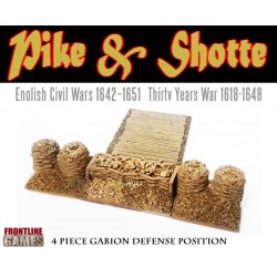 Gabion 3-part wall w/ wood-planked base 28mm Pike & Shotte FRONTLINE GAMES