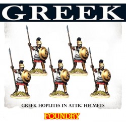 Greek Hoplites in Attic Helmets 28mm Ancients FOUNDRY