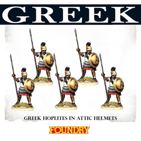 Greek Hoplites in Attic Helmets 28mm Ancients FOUNDRY