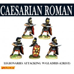 Caesarian Roman Legionaries Attacking w/Gladius - Crest (5) 28mm Ancients FOUNDRY