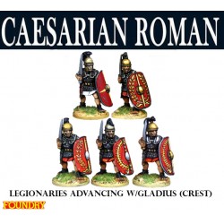 Caesarian Roman Legionaries Advancing w/Gladius - Crest (5) 28mm Ancients FOUNDRY
