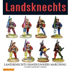 Landsknechts Handgunners Marching (5) 28mm Renaissance FOUNDRY