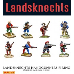 Landsknechts Handgunners Firing (5) 28mm Renaissance FOUNDRY