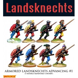 Landsknechts Armored Pikemen Advancing 1 28mm Renaissance FOUNDRY