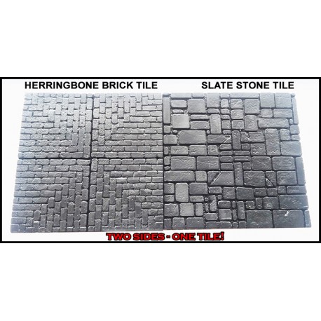HERRINGBONE BRICK - SLATE STONE DUNGEON  2"x2" DOUBLE-SIDE DUNGEON TILES