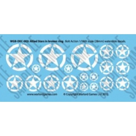 Allied Stars decal sheet 28mm WWII WARLORD