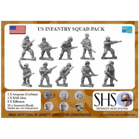 American U.S. SHS Infantry Squad (1944) 28mm WWII WEST WIND