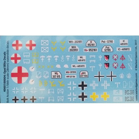 German Opel Blitz Truck Decals Sheet 28mm WWII WARLORD