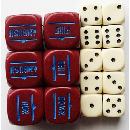 MAROON ORDER DICE & D6s SET BOLT ACTION (16) WWII WARLORD GAMES