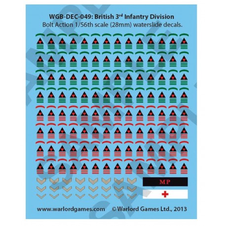 28mm WWII British 3rd Infantry Division decals sheet WARLORD GAMES