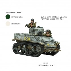 U.S. M5 "Stuart" or M5A1 or E7-7 Light tank WWII 28mm 1/56th (no box) WARLORD GAMES