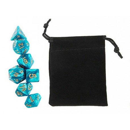 Polyhedral Dice Set w/ Personal Dice bag 15 FRONTLINE GAMES