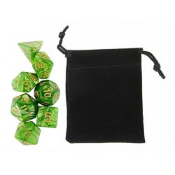 Polyhedral Dice Set w/ Personal Dice bag 19 FRONTLINE GAMES