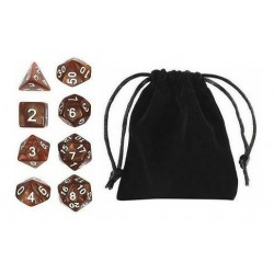Polyhedral Dice Set (8) w/ Personal Dice bag 2A FRONTLINE GAMES