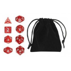 Polyhedral Dice Set (8) w/ Personal Dice bag 4A FRONTLINE GAMES