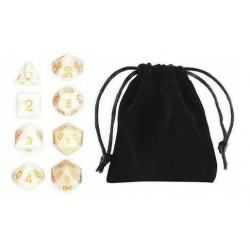Polyhedral Dice Set (8) w/ Personal Dice bag 5A FRONTLINE GAMES