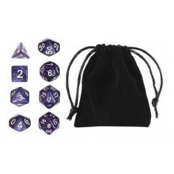 Polyhedral Dice Set (8) w/ Personal Dice bag 6A FRONTLINE GAMES