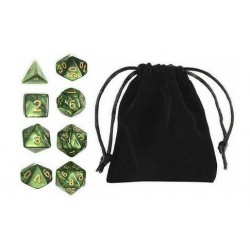 Polyhedral Dice Set (8) w/ Personal Dice bag 8A FRONTLINE GAMES