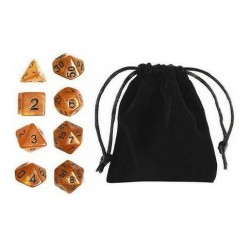 Polyhedral Dice Set (8) w/ Personal Dice bag 10A FRONTLINE GAMES