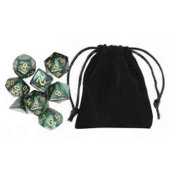 Polyhedral Dice Set (8) w/ Personal Dice bag 11A FRONTLINE GAMES