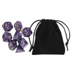 Polyhedral Dice Set (8) w/ Personal Dice bag 12A FRONTLINE GAMES