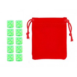 Translucent Green Six-sided Dice Set (10) w/ Personal Dice bag FRONTLINE GAMES