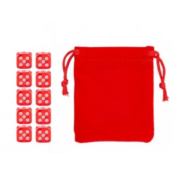Translucent Red Six-sided Dice Set (10) w/ Personal Dice bag FRONTLINE GAMES