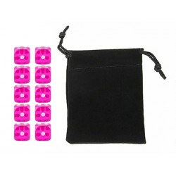 Translucent Rose Six-sided Dice Set (10) w/ Personal Dice bag FRONTLINE GAMES