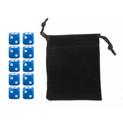 Blue Six-sided Dice Set (10) w/ Personal Dice bag FRONTLINE GAMES