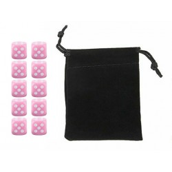 Pink Six-sided Dice Set (10) w/ Personal Dice bag FRONTLINE GAMES